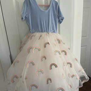 NWT Pleiades blue rainbow tulle dress 9Y